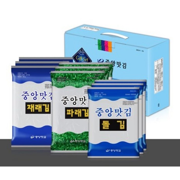 중앙맛김 돌김6봉+재래김6봉+파래김6봉, 20g*18봉