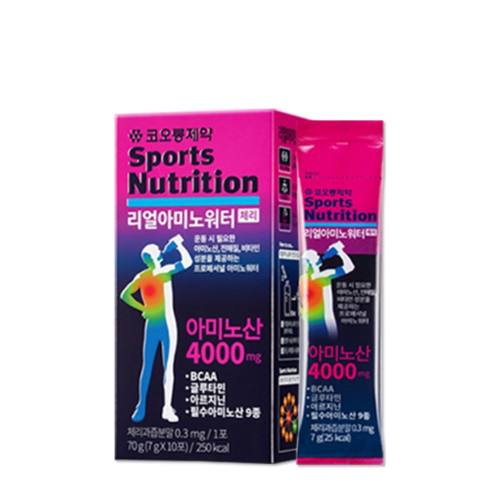 코오롱제약 리얼아미노워터 체리맛 10포 아미노산보충, 단품