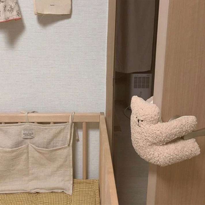 구디푸디 곰 토끼 매달려 문 손끼임방지 문쾅방지 도어 쿠션, 브라운(곰)
