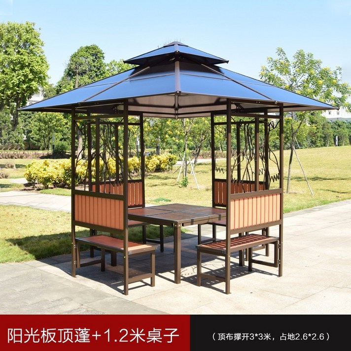 조립식 원두막 바베큐장 야외 테라스 꾸미기 바비큐장 사각 정자 파고라 루프탑, 3x4cm 보드+테이블