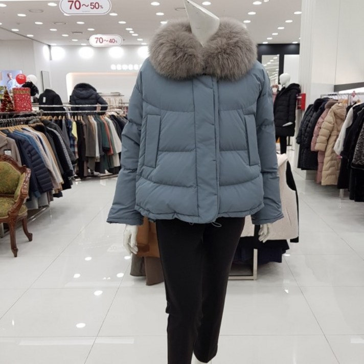 아르떼 여성 폭스퍼 구스 숏 패딩 DLDPDM
