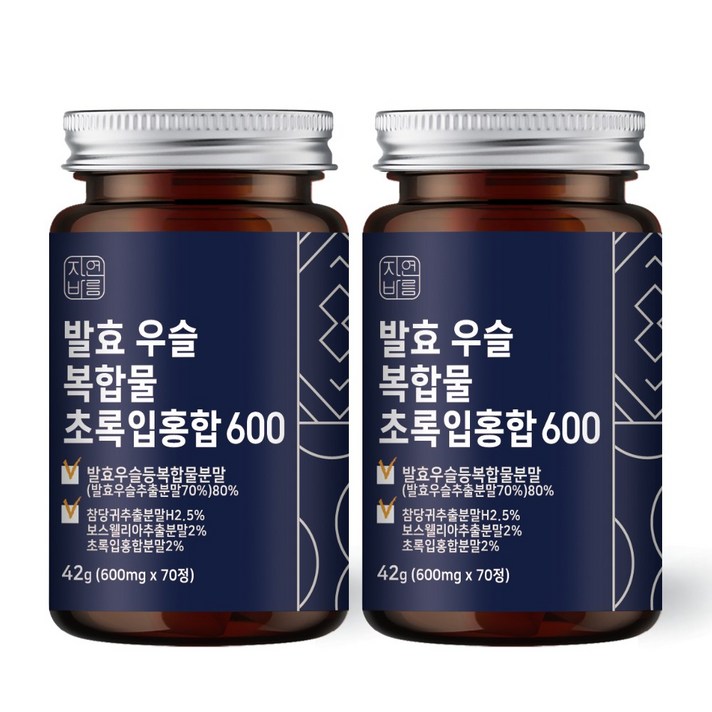 자연바름 우슬 복합물 쇠무릎 우슬정 우슬환 뉴질랜드 초록입홍합 두충 보스웰리아 콘드로이친, 2개, 70정