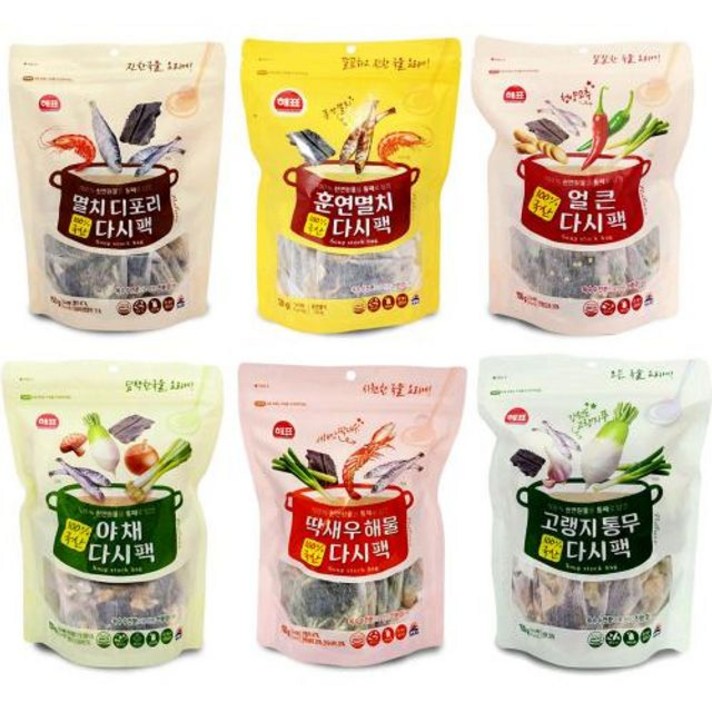 해표 야채 통무 멸치 얼큰 딱새우 해물 간편다시팩 소고기다시팩:WJTKS BH 저산백합 + 3401079310, 쿠팡 TOQUR S 훈연멸치다시팩120g_{회#1}, 쿠팡 TOQUR S 본상품선택_{회#1}
