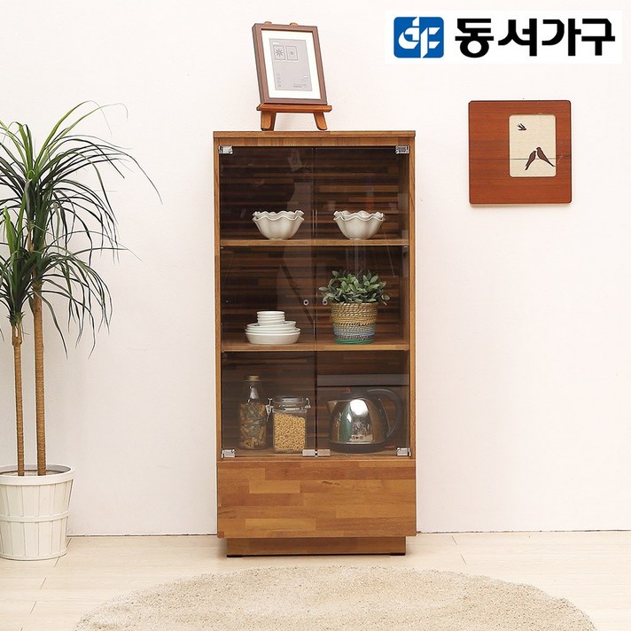 동서가구 LV 라떼 600&800&1200 유리장식장 8종, 02. 라떼 600 유리선반장 (918489) 멀바우 화이트