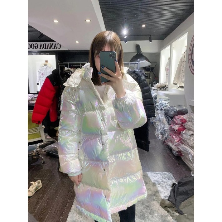 몽키 홀로그램 여성 숏패딩