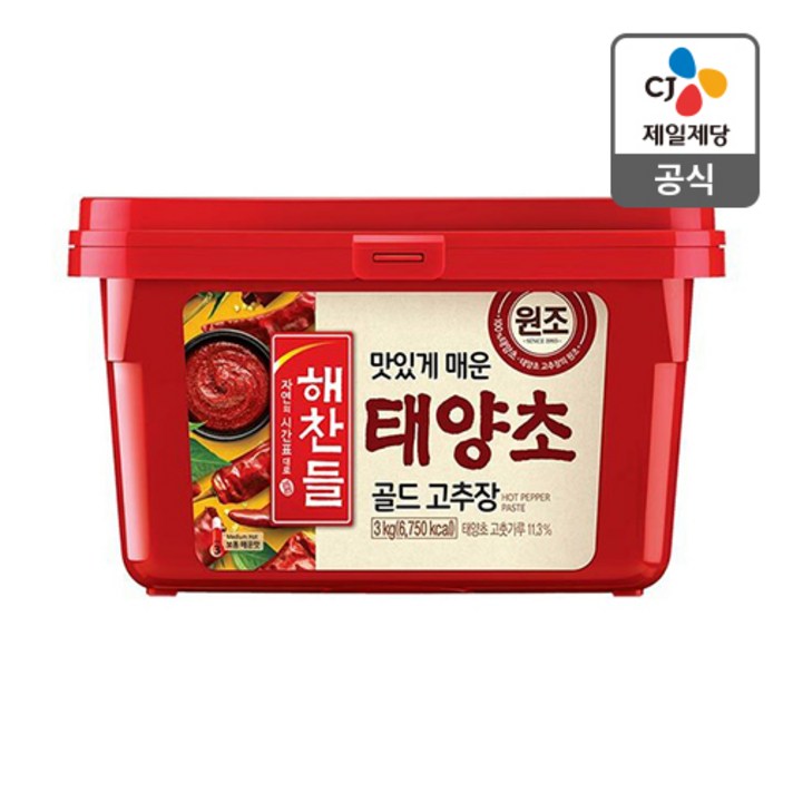 해찬들 태양초 골드 고추장 3kg/보통 매운맛, 3kg, 1개