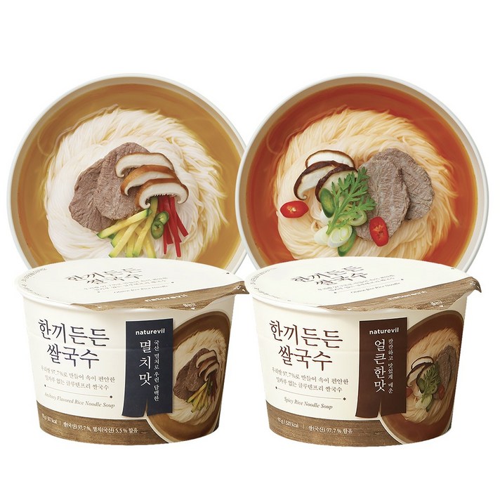우리쌀 97.7% 한끼든든쌀국수, 92g, 24개, 멸치12+얼큰12, 쌀국수