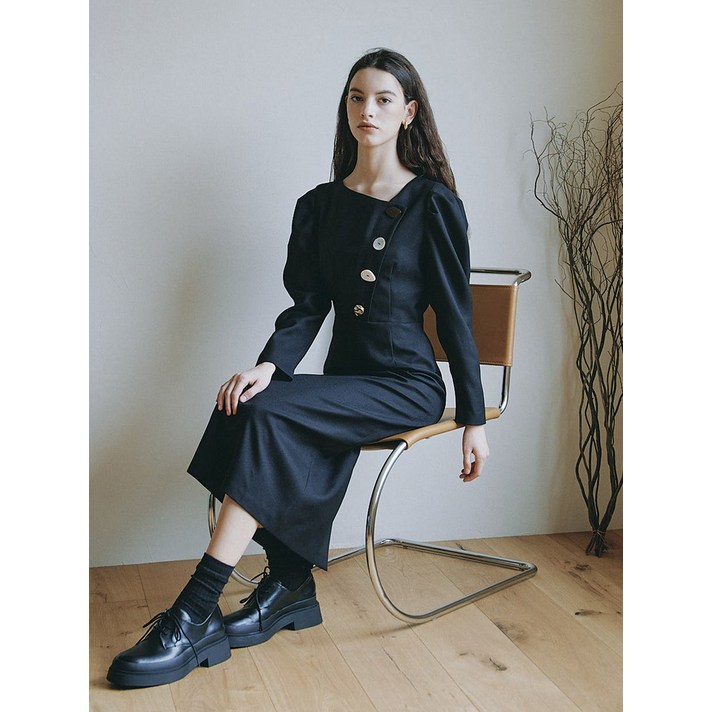 아이아이 아이아이 EMMA BUTTON POINT CHECK DRESS_BLACK (EEOO3OPR03W)