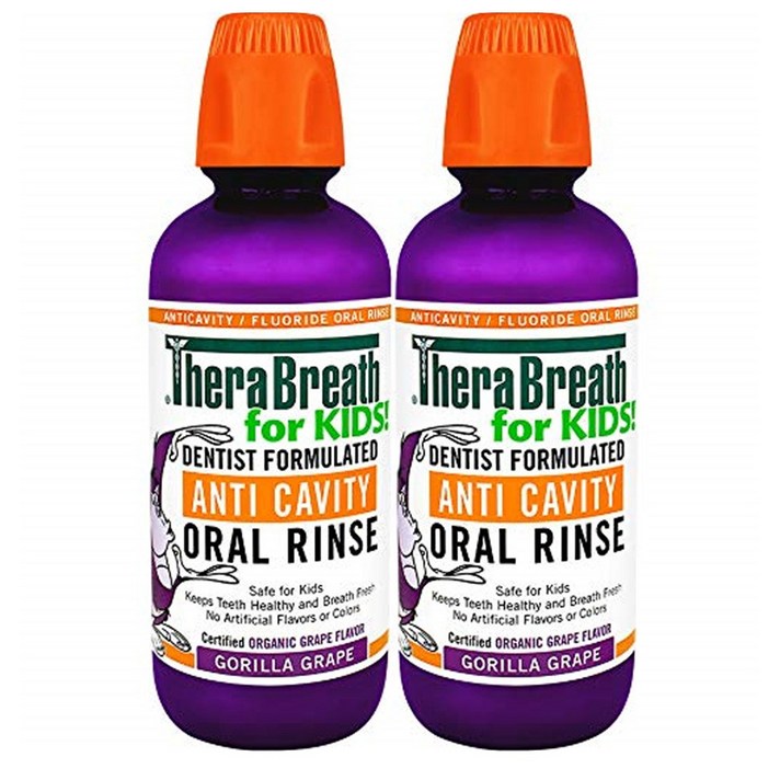 TheraBreath 테라브레스 키즈 고릴라 그레이프 포도 맛 구강 청결제 16oz(453g) 2팩
