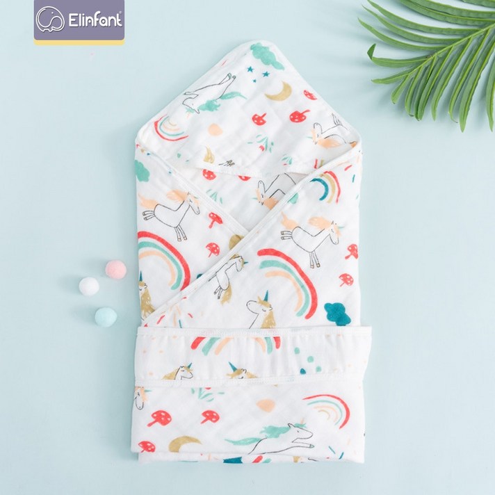 아기 침대용품 El유아용 6 겹 신생아 면화 100% 면 부드러운 유아 아기 모슬린 싸는 랩|Blanket & Swaddling|, 70x70cm, E, 1개