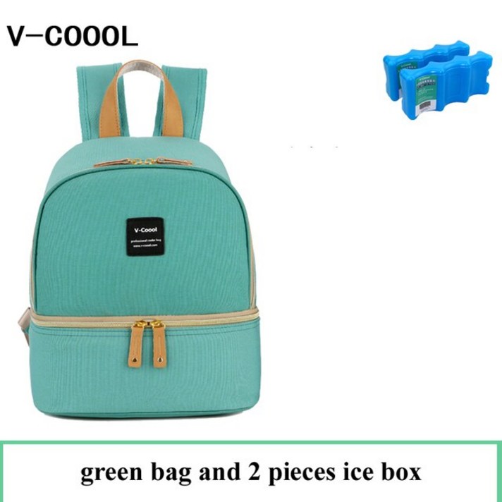 V-COOOL 아기 보온병 가방 출산 수유 우유 신선한 유지 저장 수유 쿨러 기저귀 가방 열 배낭, green and ice box