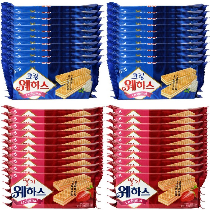해태 웨하스딸기+크림 각20개(총40개), 40개, 50g