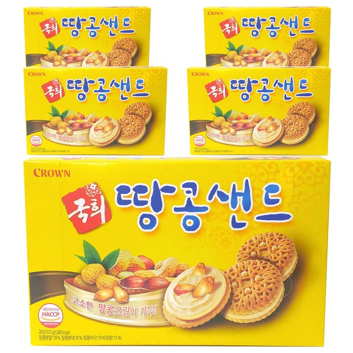 크라운제과 국희 땅콩샌드 대용량 372g 5개