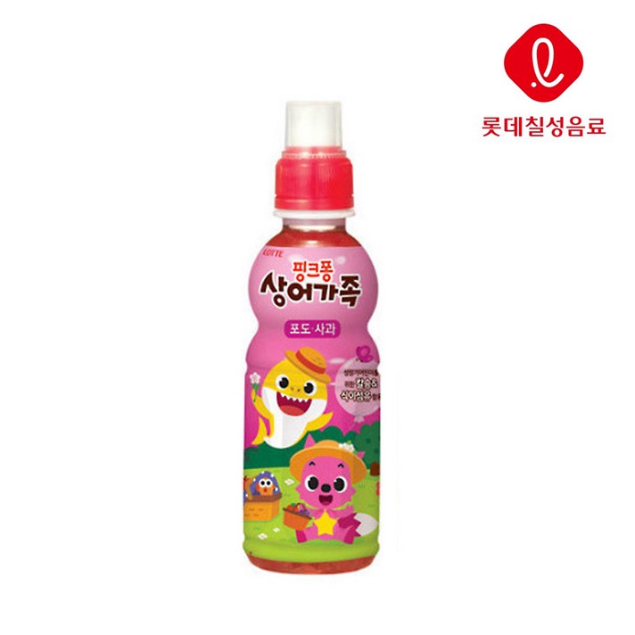 롯데 핑크퐁 상어가족 2종 오렌지망고 포도사과 235mlx24펫, 2.포도사과 24펫