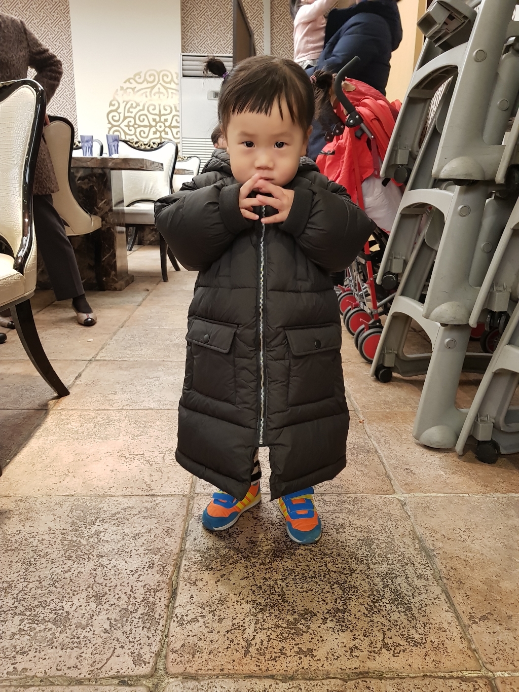 아동용 손목 시보리 뉴웰론 롱패딩