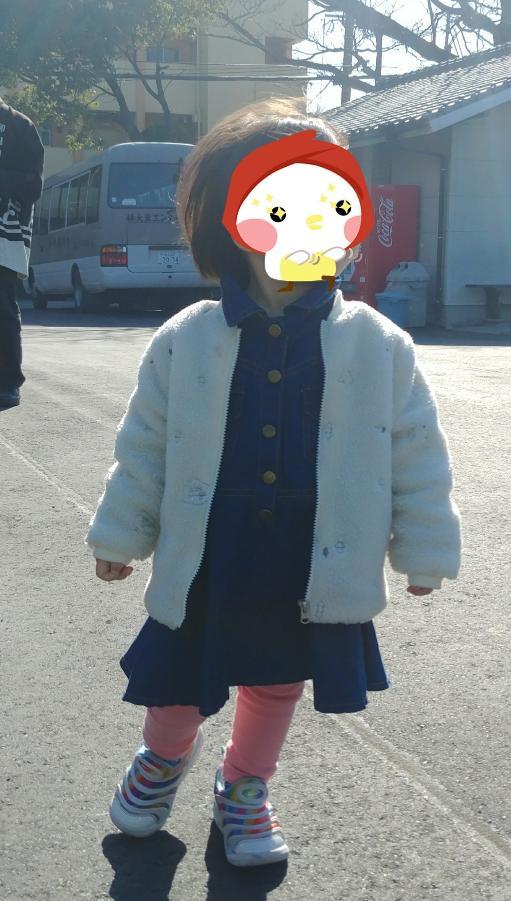 헬로가든 여아용 버튼청 긴팔 원피스