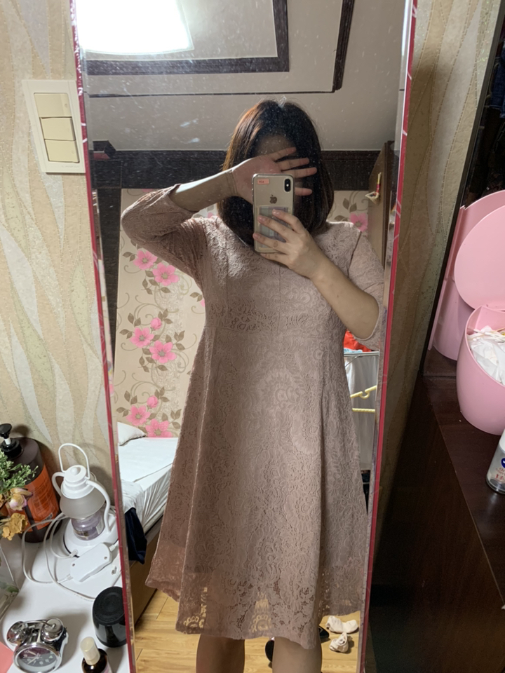 페이퍼먼츠 봄 여름 가을 정장 레이스 미디 원피스 6089