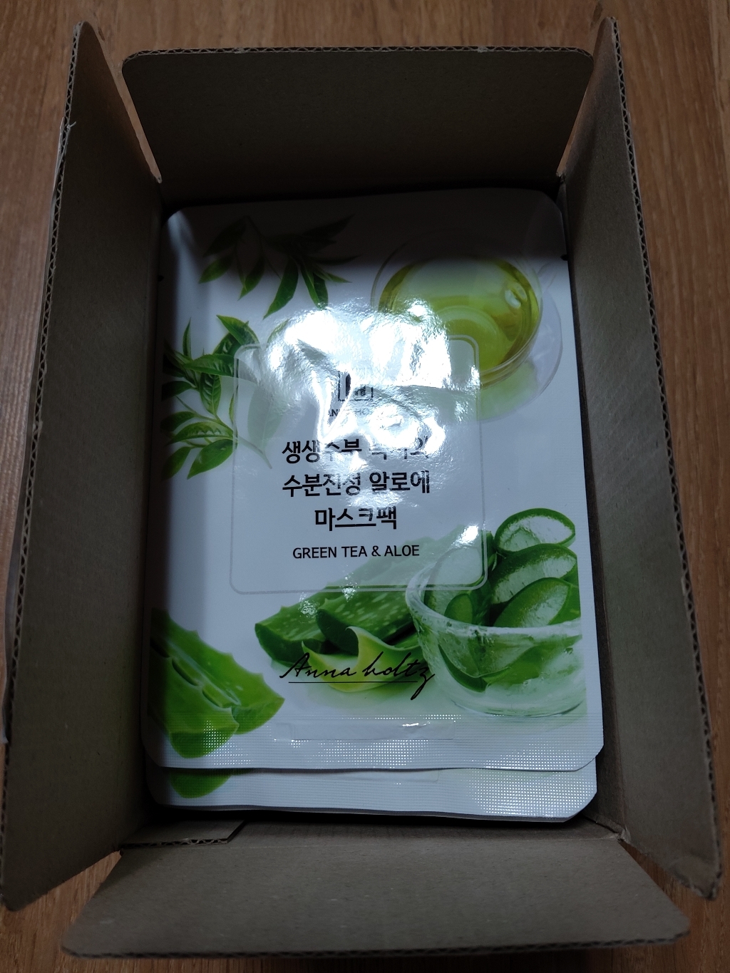 안나홀츠 생생수분 녹차와 수분진정 알로에 천연 순면 시트 마스크 1일 에센스 듬뿍