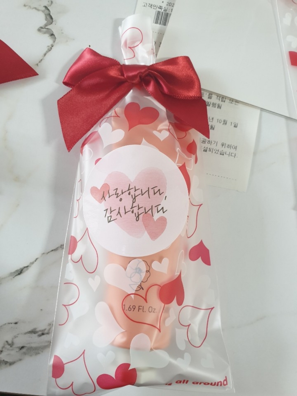 도나앤데코 에이미 핑크빛 사랑합니다 감사합니다 원형 스티커