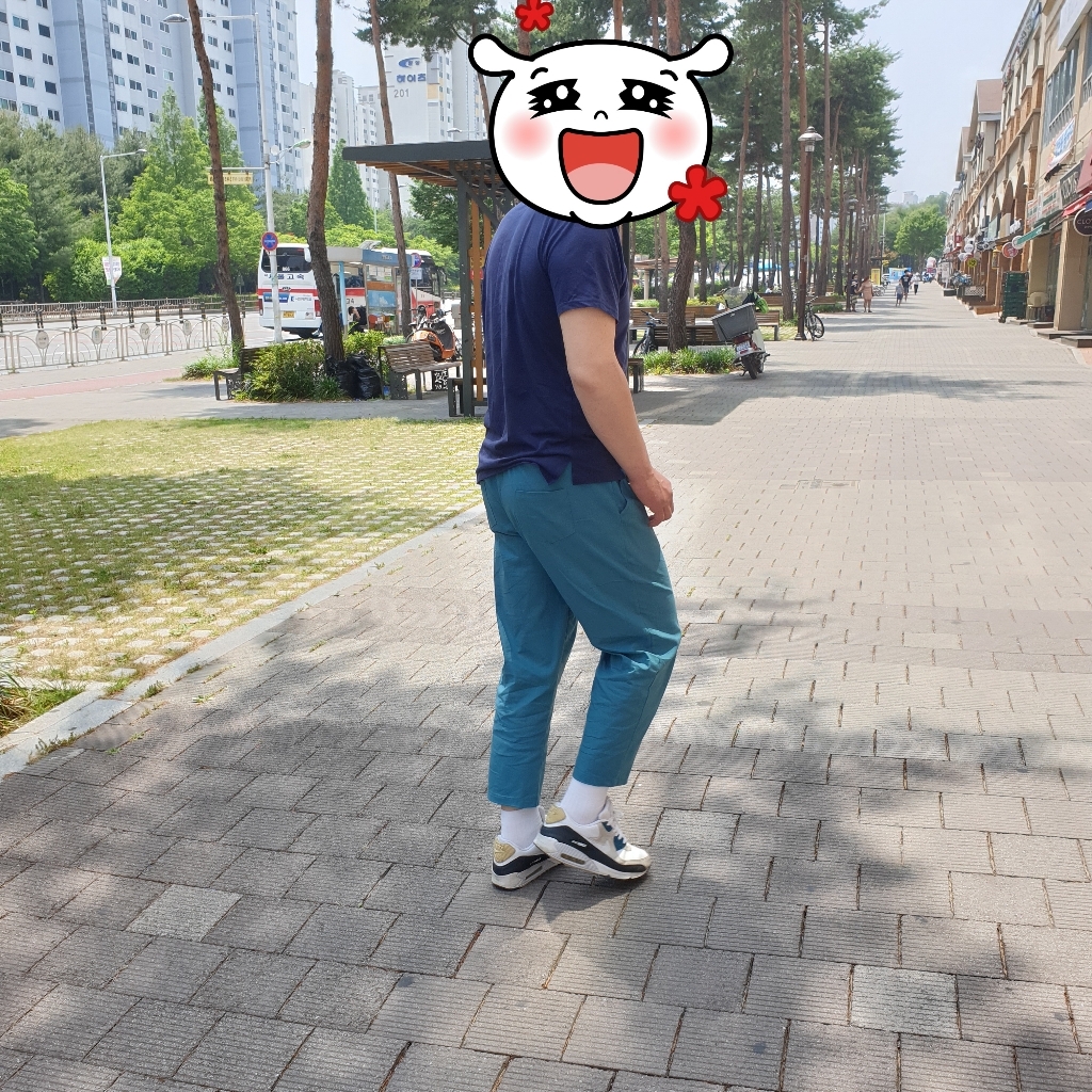 간빠레 남자 9부 밴딩 린넨 와이드 팬츠 밴딩바지 리뷰후기