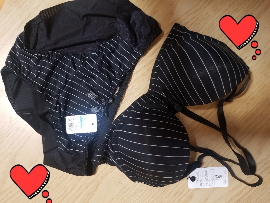 파란 스트라이프 브라팬티 리뷰 후기