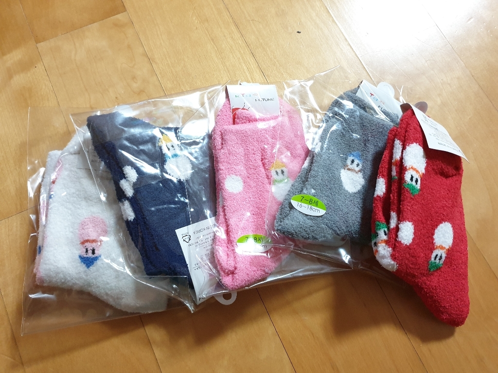 키즈퓨처 아동용 눈사람 진 수면 양말 5켤레