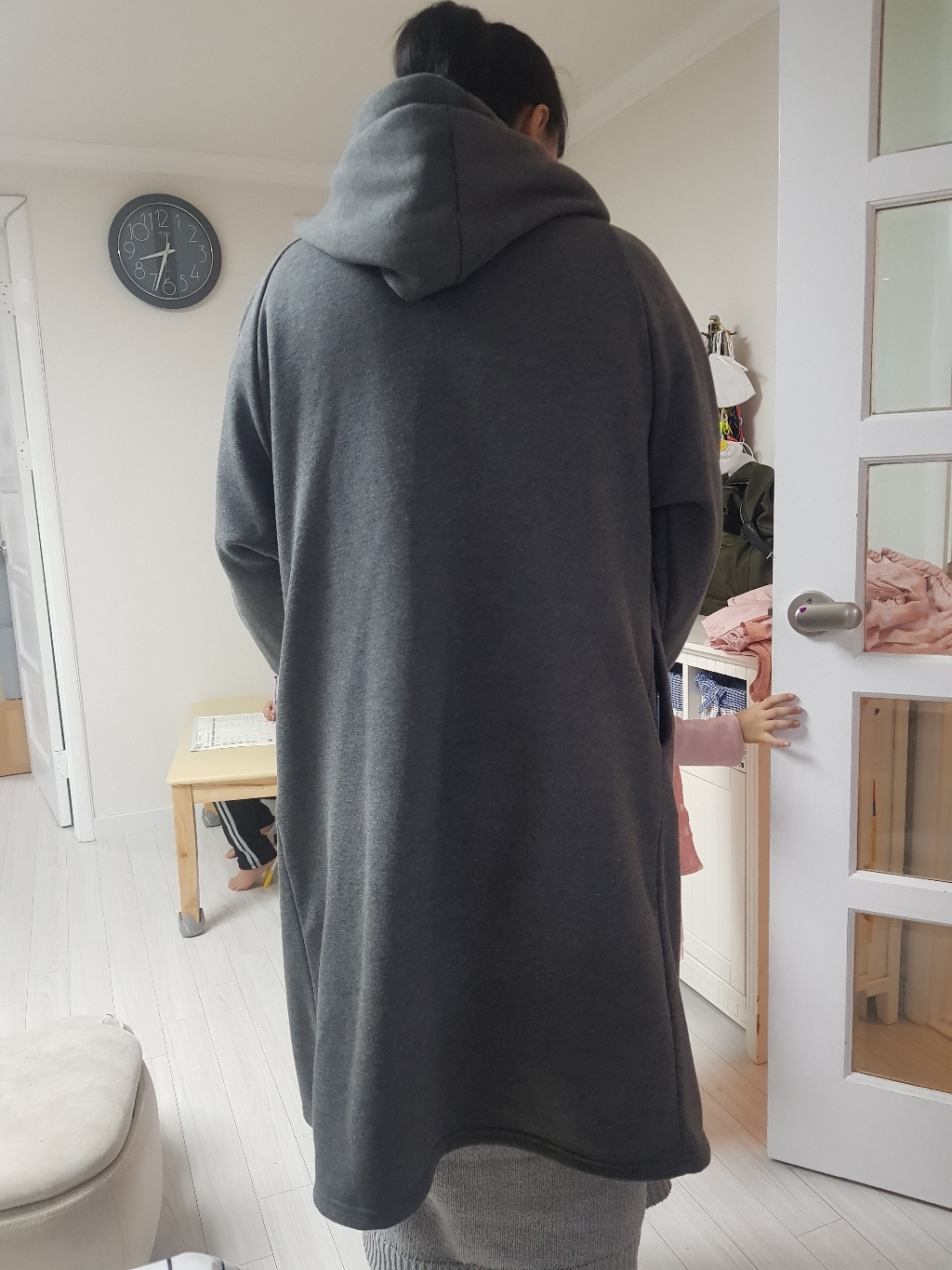 데일러뷰 롱 박스 기모 후드 집업 여성 맨투맨 루즈 오버핏 겨울 빅사이즈