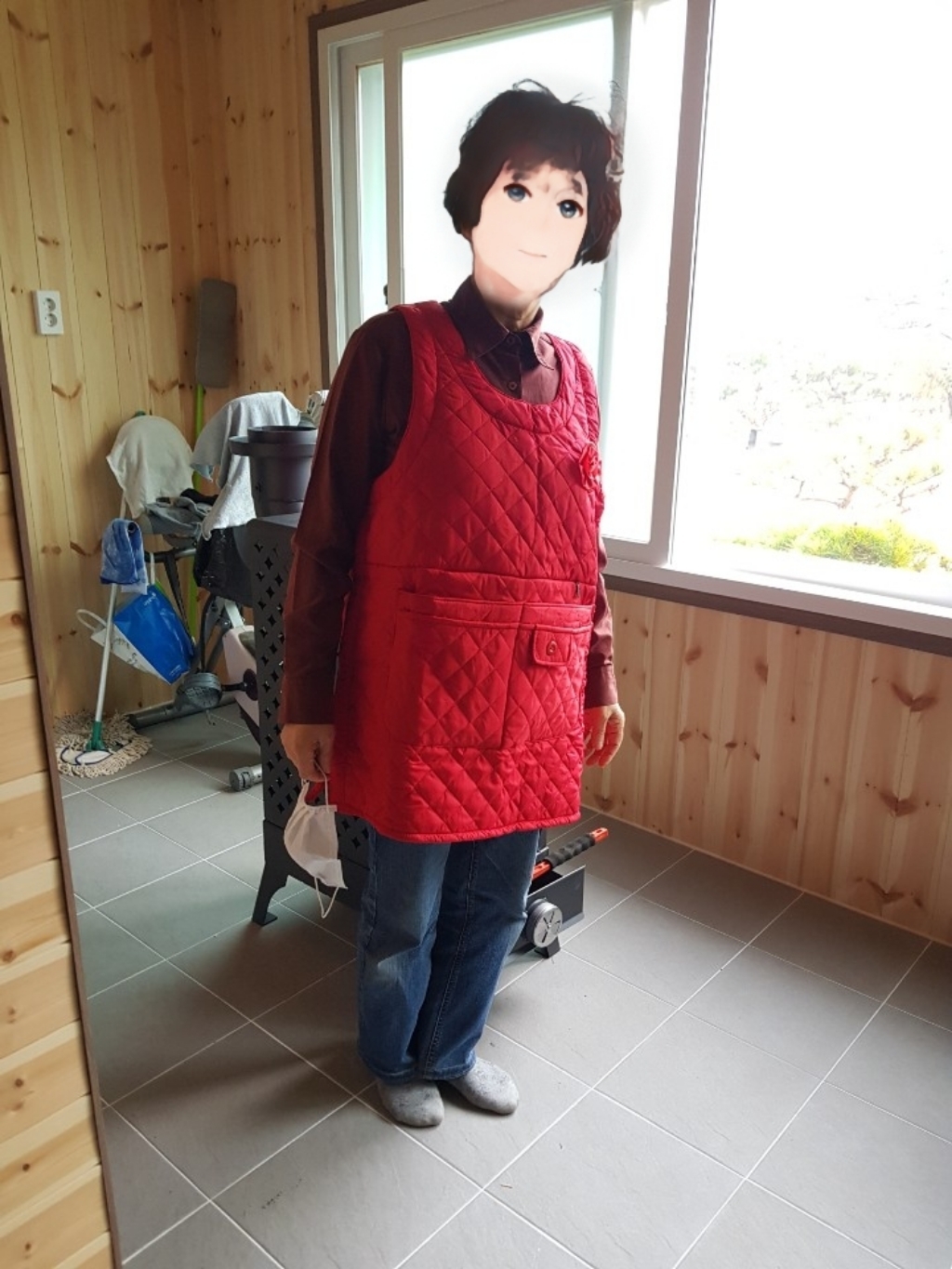클리티아 겨울 방수 방한 기모 누비 패딩 조끼 앞치마 XL 리뷰후기