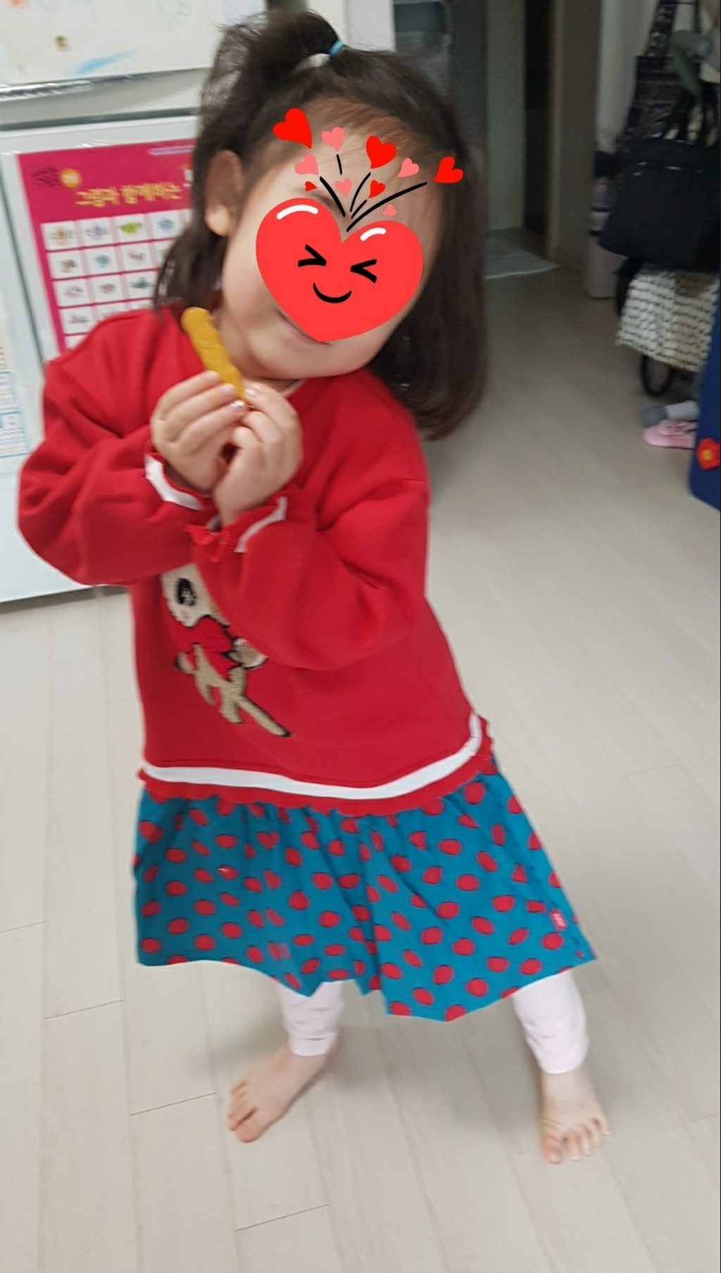 오즈키즈 여아용 도트담비 기모 기모 원피스