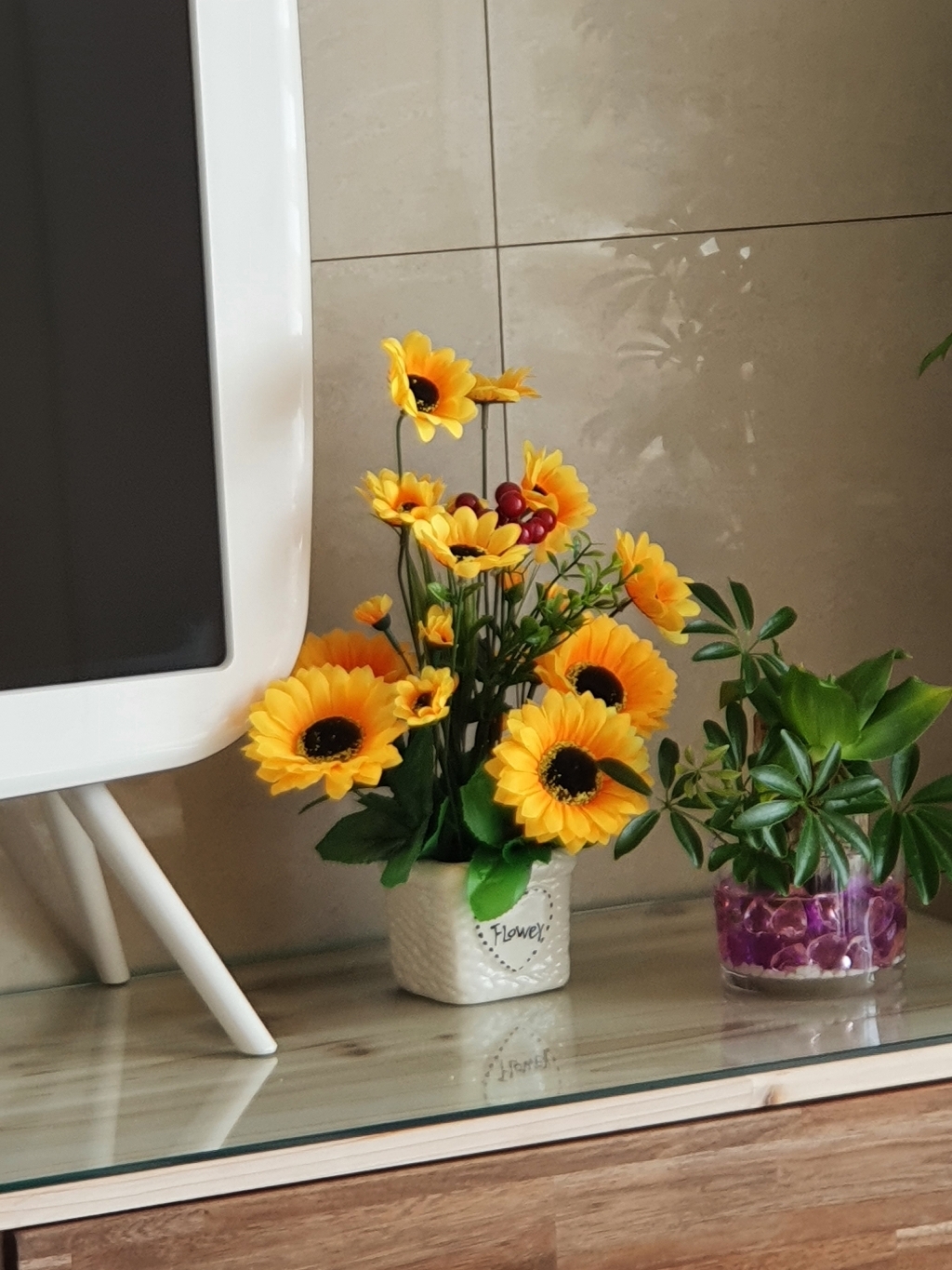 조아트 플라워 해바라기 조화 화분 대