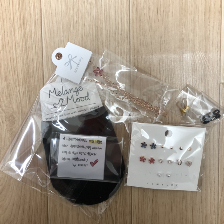 키메라제이 핑크블루 벚꽃 하트 큐빅 14피스 귀걸이