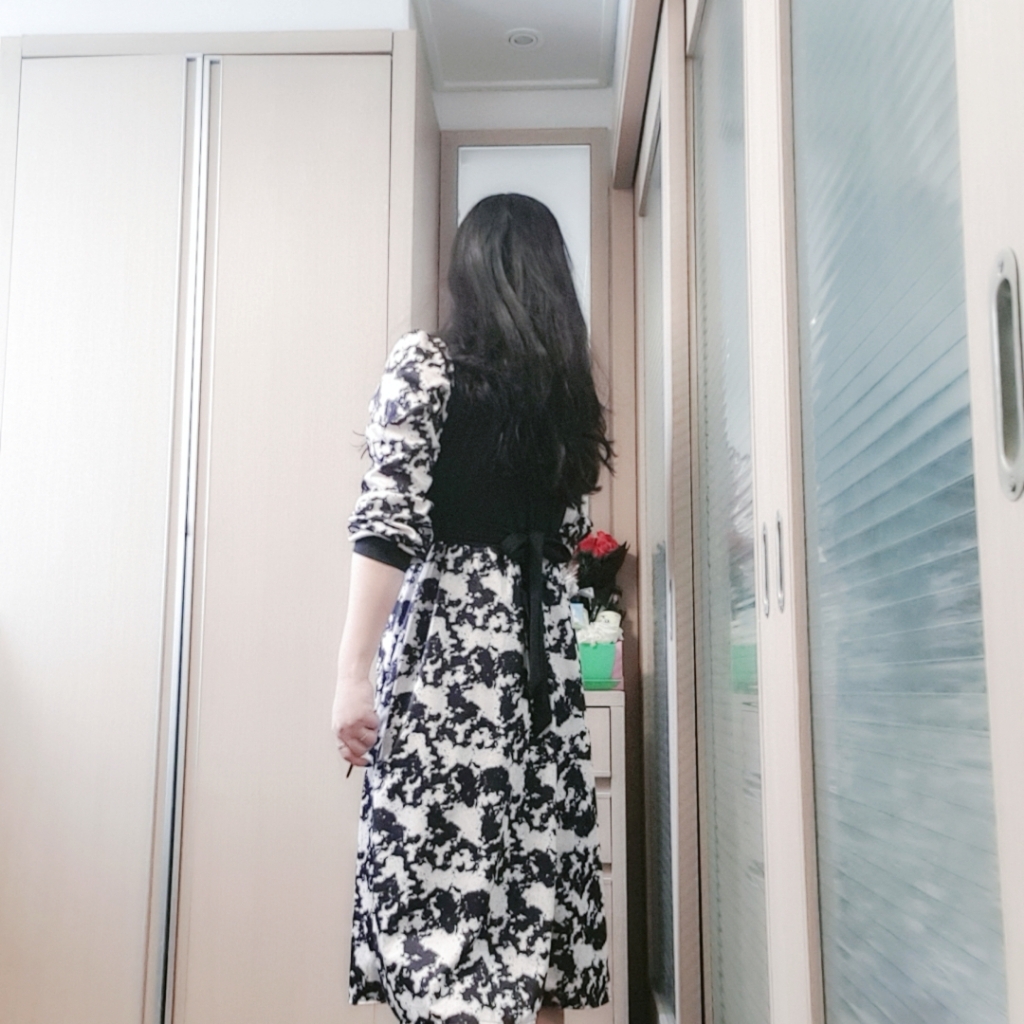 세인트이브 928 배색 패턴 v넥 큐티 원피스 리뷰후기