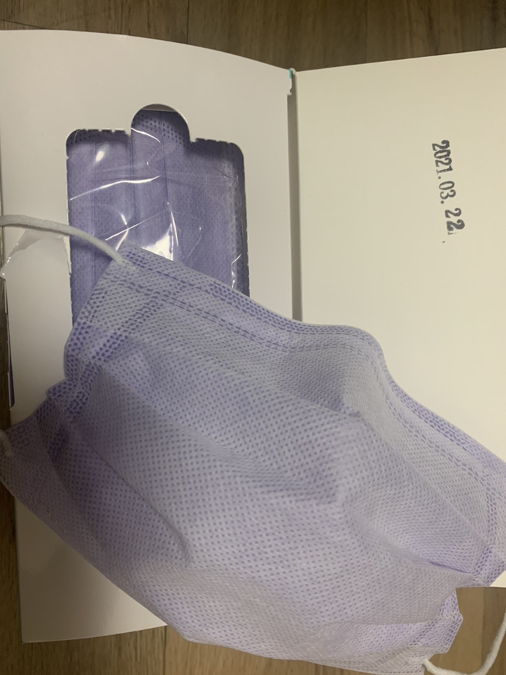 연보라 예쁜 컬러 라벤더 국산 들숨 귀편한 비말차단 덴탈 비말 마스크 대형 3겹 50매