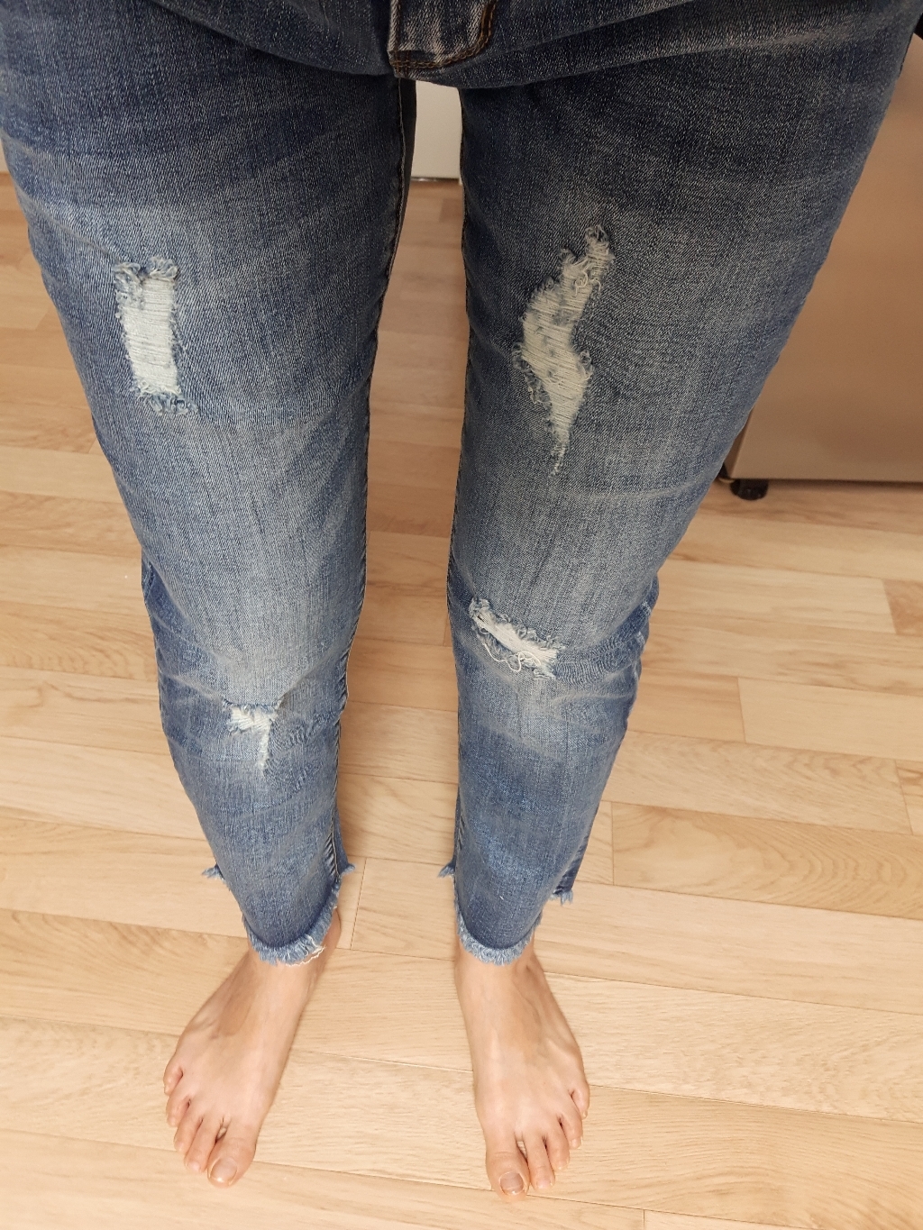 진마니아 여성용 허리스판 빈티지 워싱 밑단 수술 컷팅 일자진 WJM-822 리뷰후기