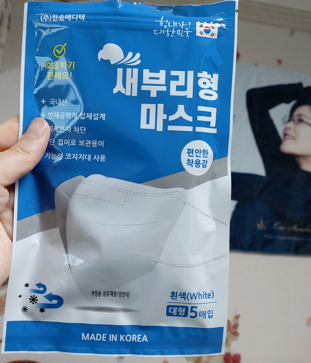 한솔메디텍 비말차단 새부리형 KFAD 마스크 화이트 대형
