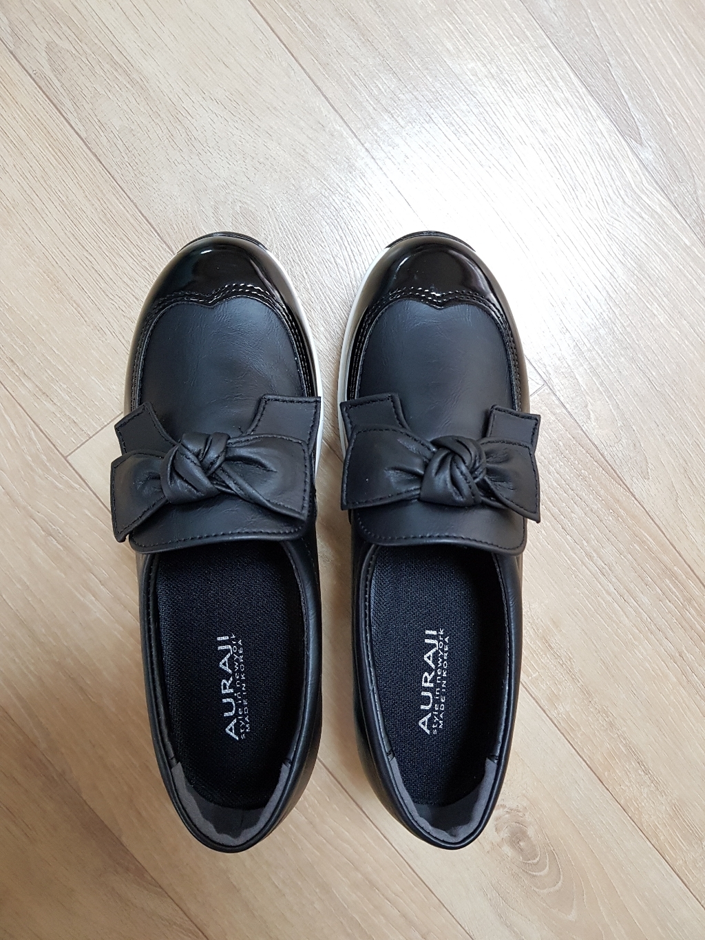 벨레페 여성용 빈티 리본 포인트 슬립온