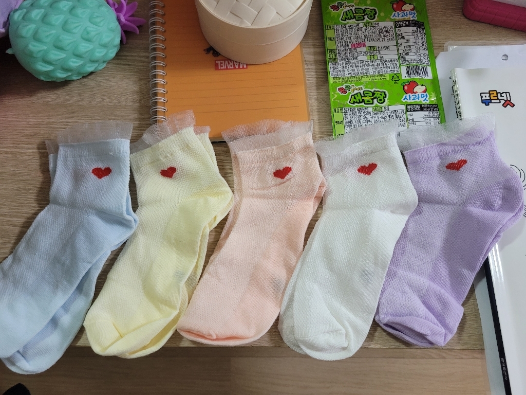 제이셀 K325 봄 여름 아동 어린이 하트 레이스 5켤레 리뷰후기