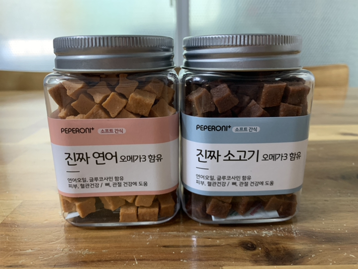 페페로니 반려견간식 오메가3 져키 연어 소고기 리뷰후기