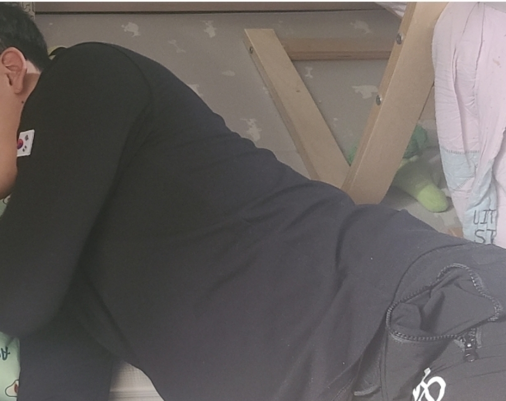 허그본 남성용 태극 데일리 머슬핏 스몰로고 긴팔 티셔츠