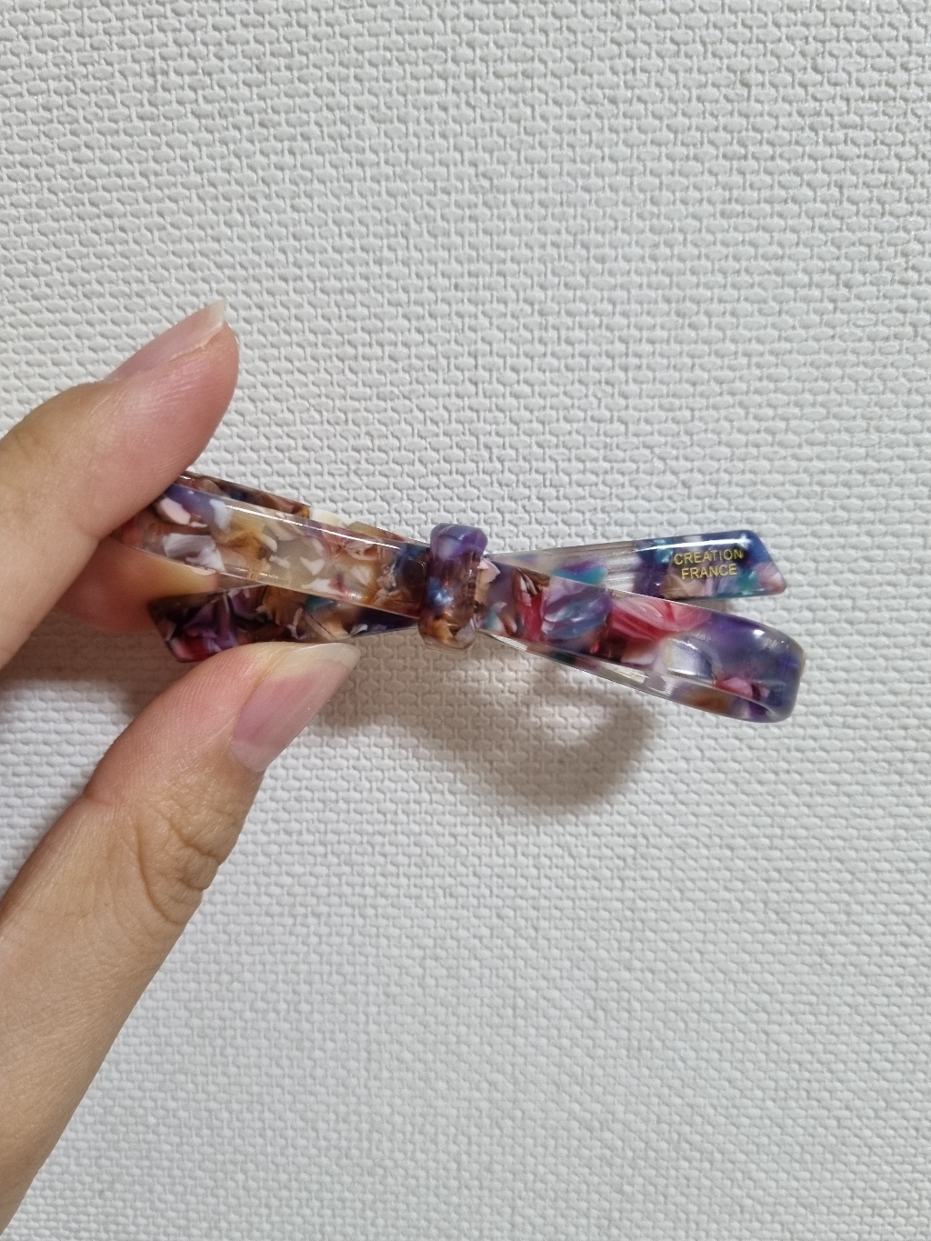프랑스핀 셀룰로오스 심플 리본 7 옆머리 자동 머리핀