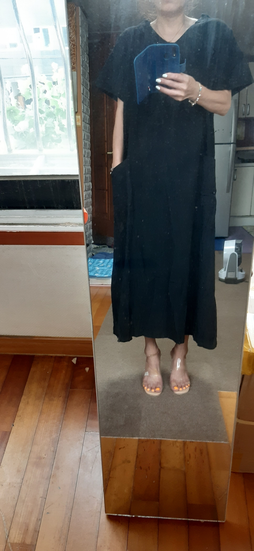 오렌지다몸 빅사이즈 썸머 브이넥 롱 반팔 원피스 리뷰 후기
