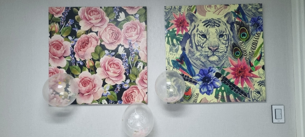 세잔느화실 꽃과랑이 캔버스액자 랑이그림 풍수액자 풍수그림 그림액자 현관 거실 액자형 유화 돈들어오는 그림 리뷰후기