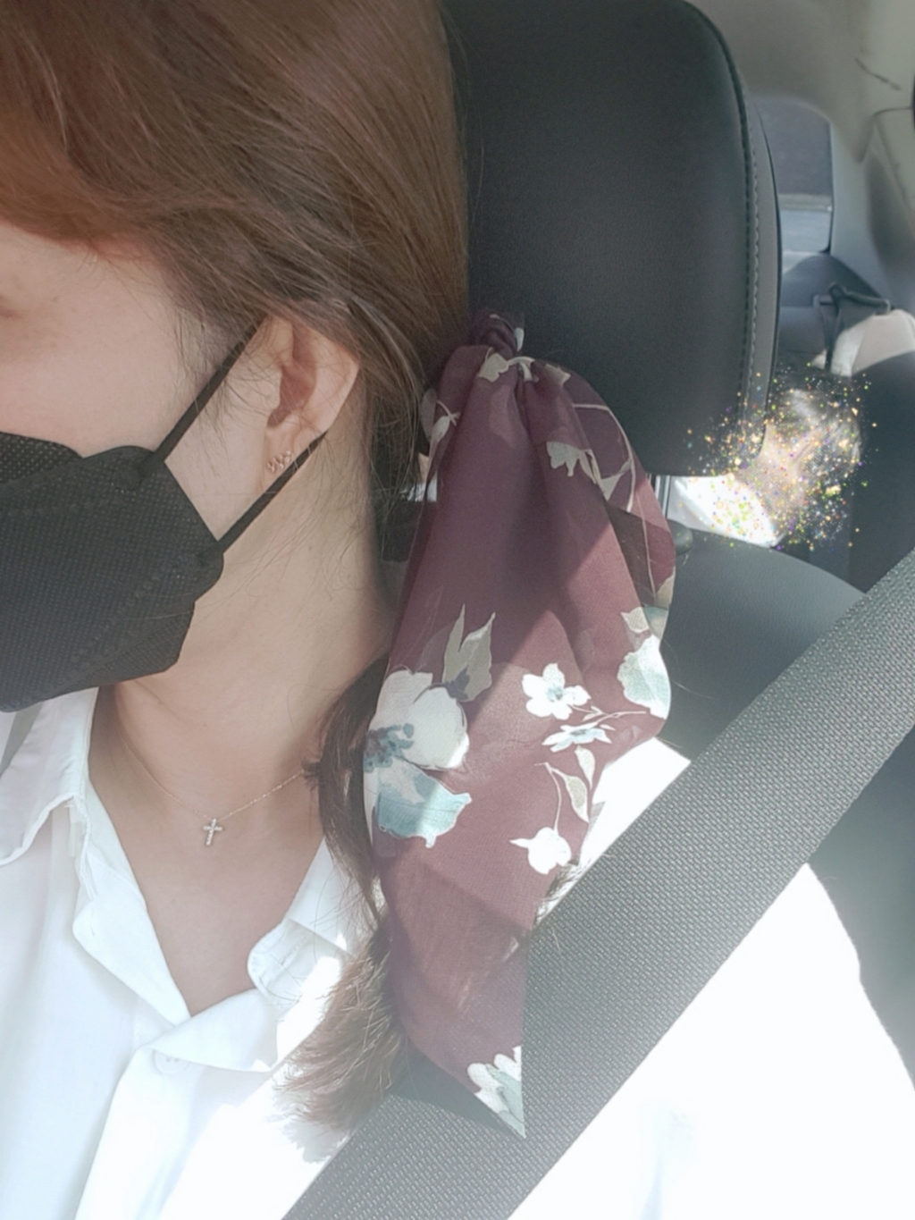키메라제이 플라워 롱드롭 헤어슈슈 스크런치 곱창끈 3coor