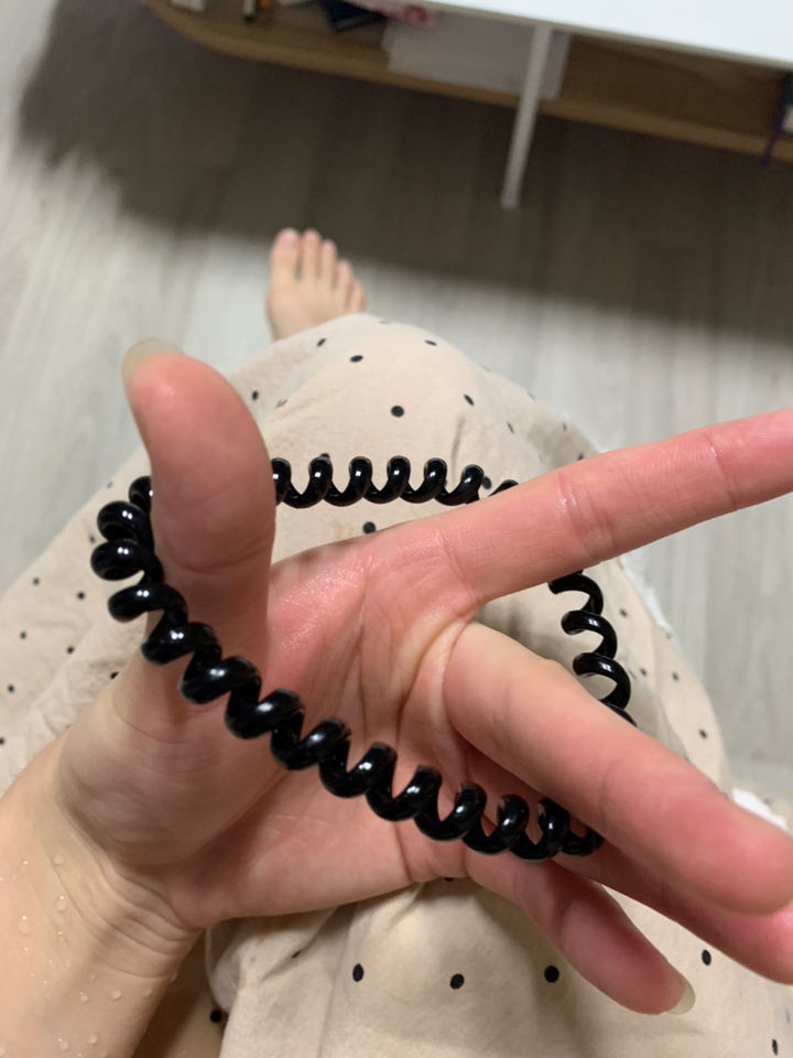 Dear y friend 헤어끈 슈슈 헤어스프링 검정 유광 1세트 머리끈