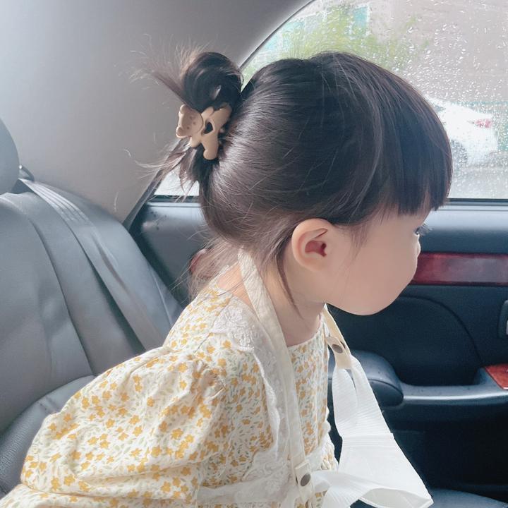 로맨틱모모 귀여운 곰돌이 파스텔 무광 반묶음 헤어 집게핀