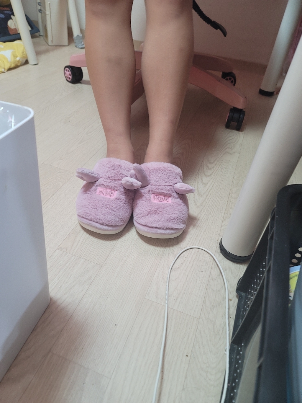 모모숲 여성용 사슴뿔 겨울 실내 털 슬리퍼