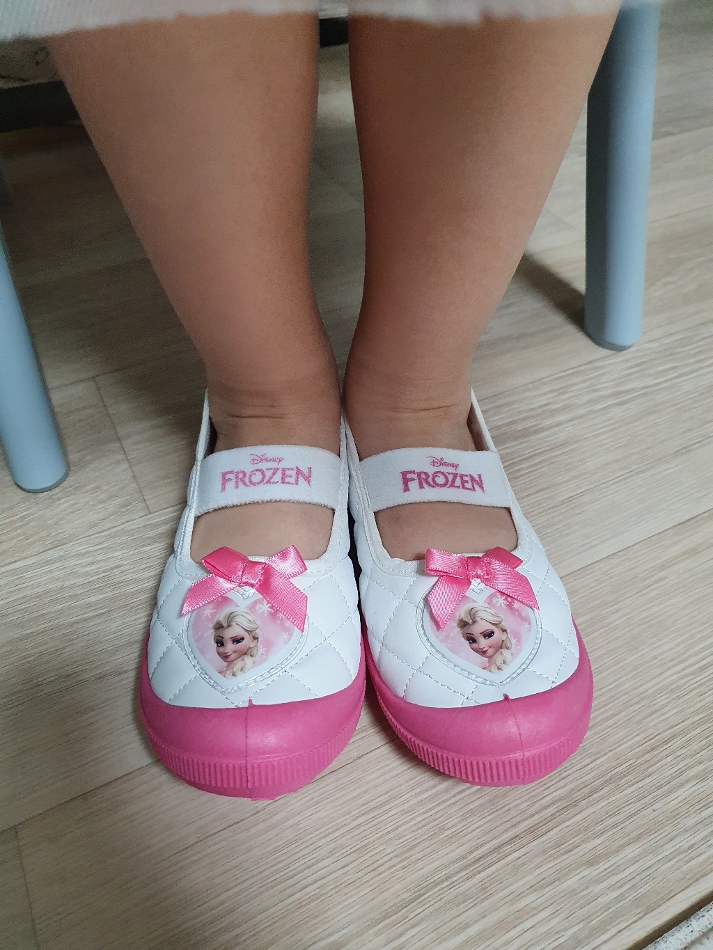 디즈니 여아용 겨울왕국 핑크퀄팅 실내화