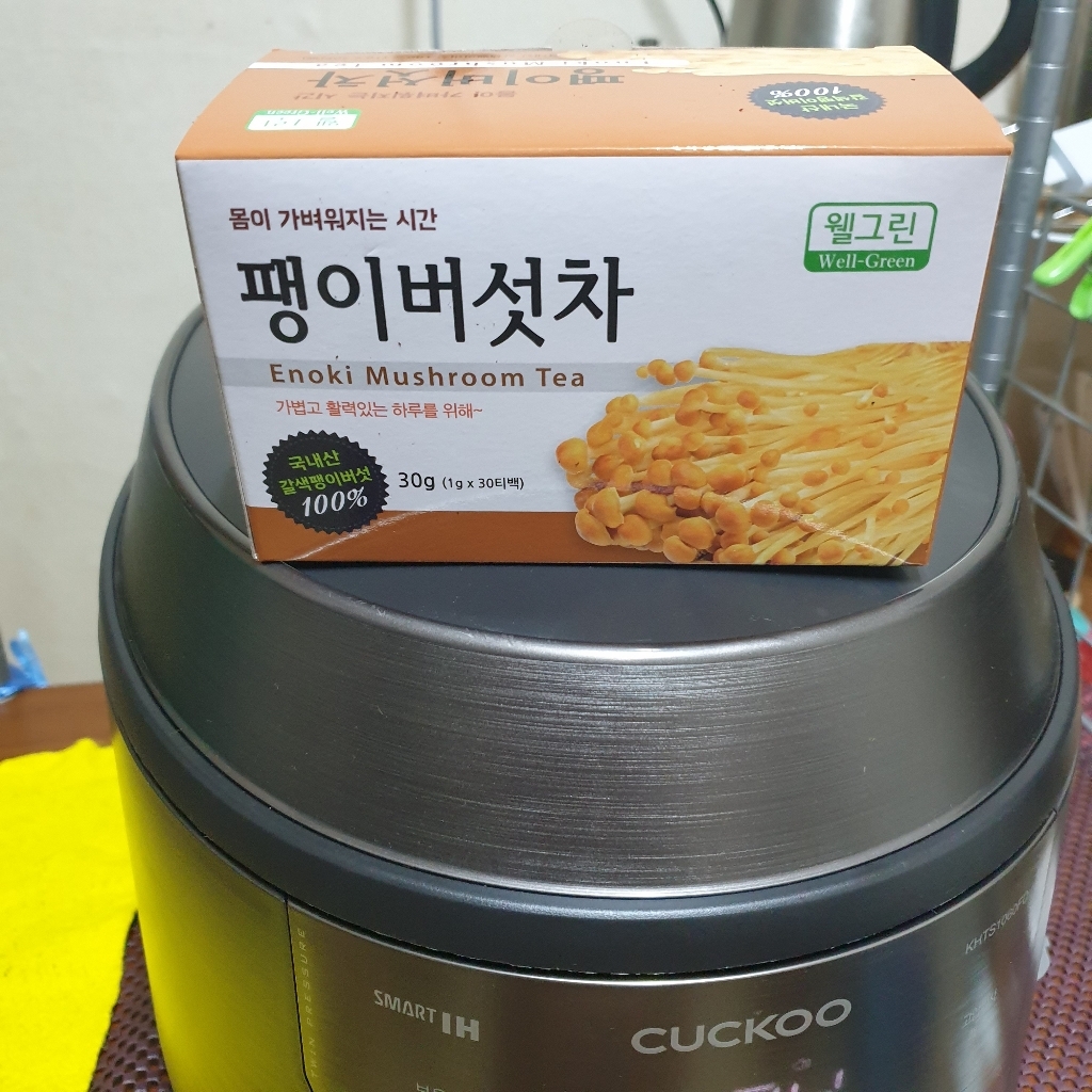 [웰그린] 국산 갈색 팽이버섯차 티백 냉동건조볶음 개별티백 30T