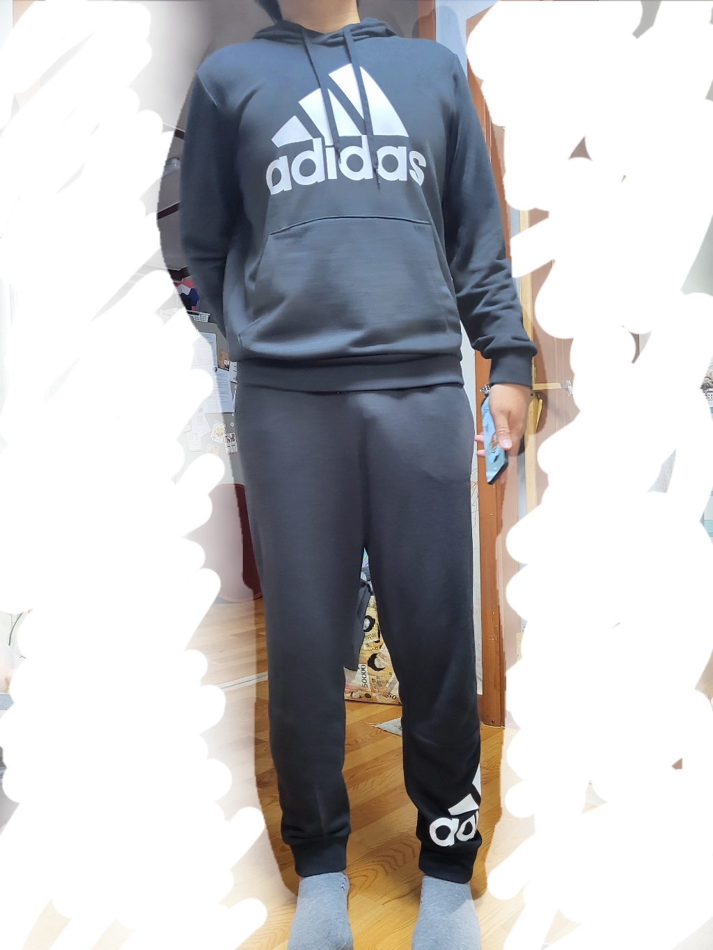 아디다스 봄가을 빅로고 데일리 후드티