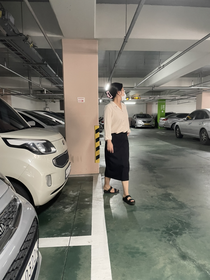 네모 여성용 캔버스워싱 스커트